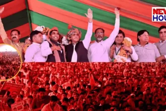Akhilesh Yadav addressing a massive crowd at Samajwadi Party rally in Dadri Noida