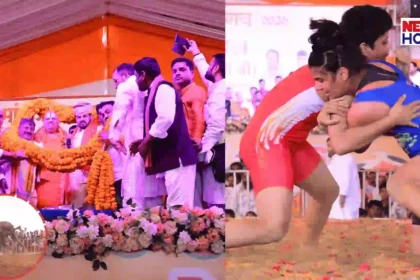 Brij Bhushan Sharan Singh and MLA Ram Chandra Yadav at Kamakhya Dham Dangal