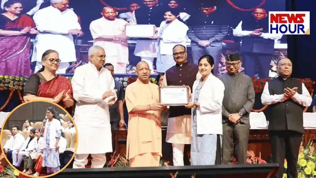 CM Yogi Adityanath distributing appointment letters to nursing officers in Lok Bhavan Lucknow
