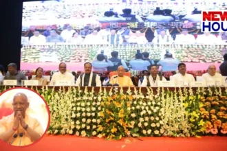 CM Yogi Adityanath launching Nav Nirman ke 9 Varsh book in Lucknow