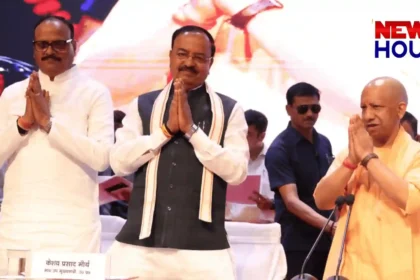 CM Yogi Adityanath releasing the annual book on 9 years of UP government achievements