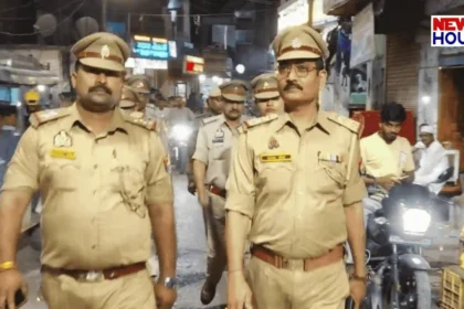 Rudauli Kotwali police conducting route march in Ayodhya for festival security