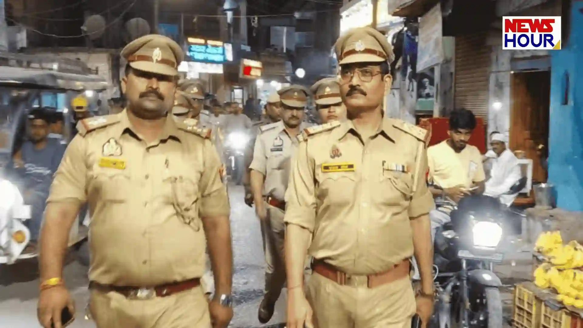 Rudauli Kotwali police conducting route march in Ayodhya for festival security